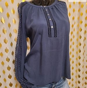 Loft blue Navy Blouse long sleeve size MP